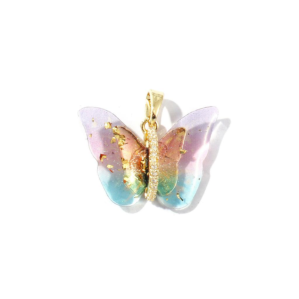 1 Piece Resin Insect Charm 18K Gold Plated Butterfly Animal Brass Pendants For DIY Necklace Bracelet Jewelry Making 24mm x 20mm