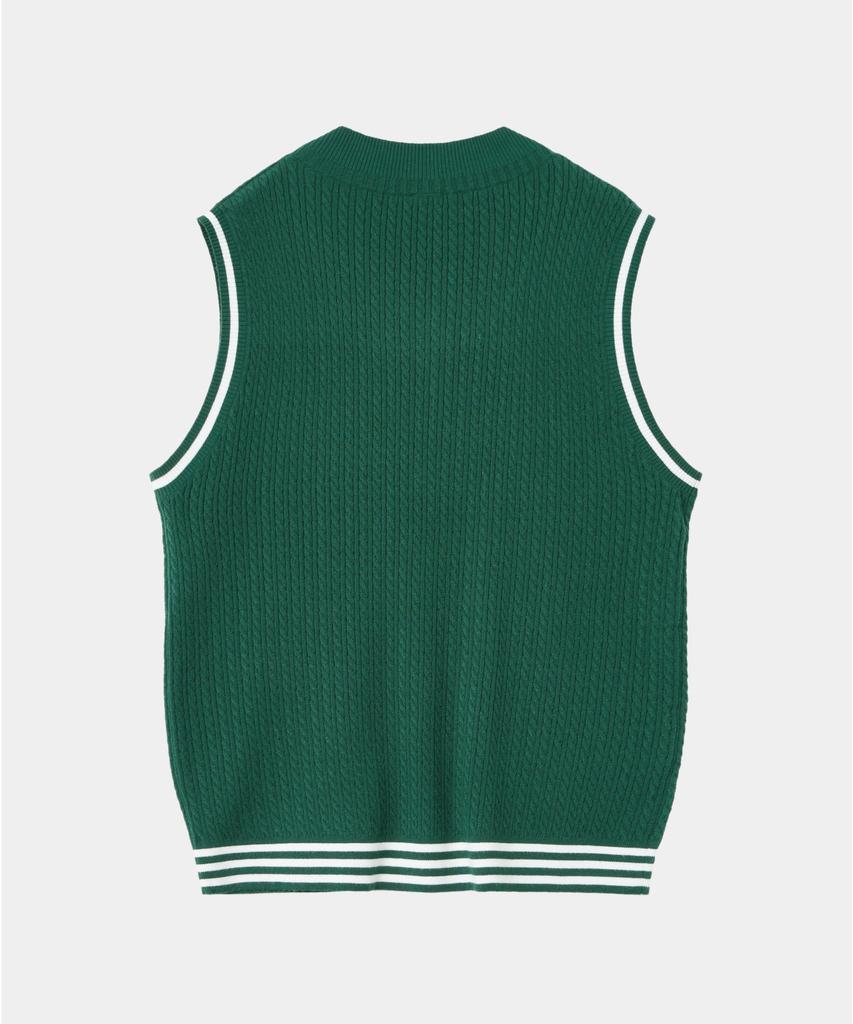 Crew Members Only Cable Vest Green
