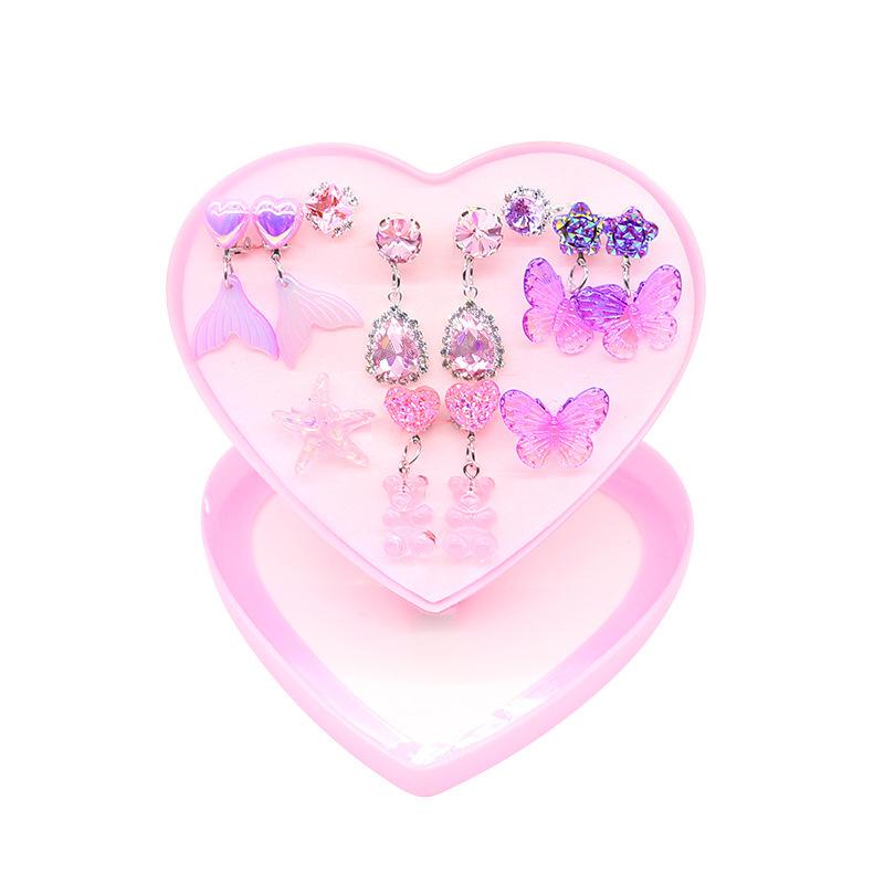 Set di orecchini ad anello per bambina sirena Orecchini per bambini carini transfrontalieri orecchini per ragazze senza buchi