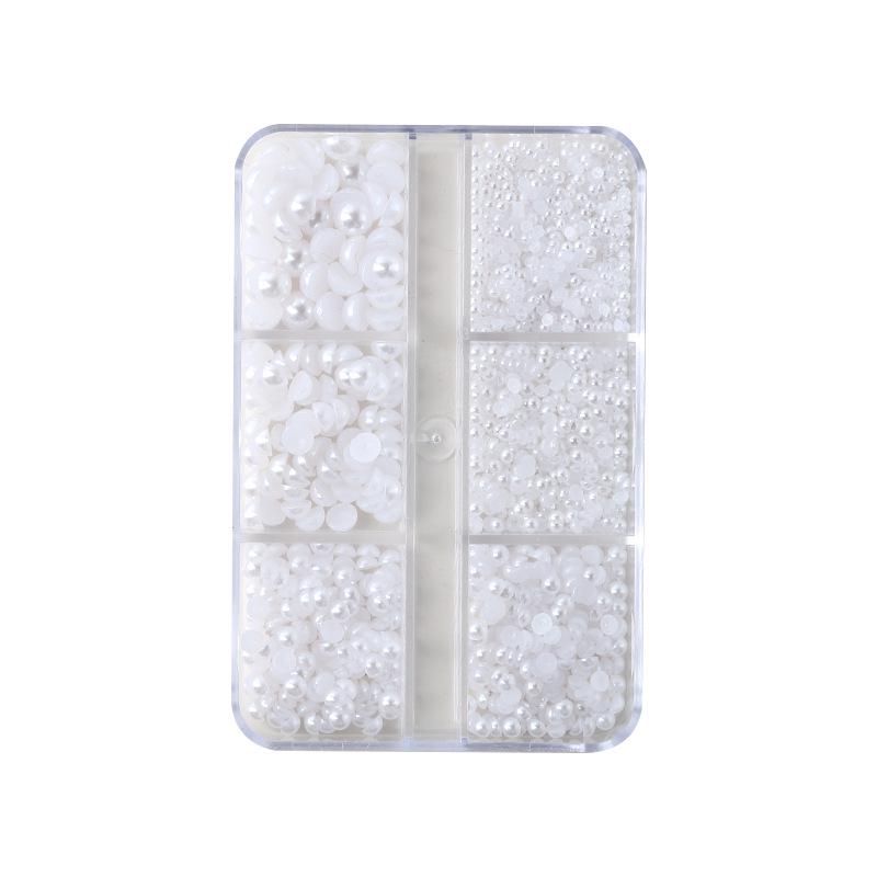 İnci ve Rhinestone 3 Boyutlu Tırnak Sanatı Süslemeleri - Karışık Boyut Düz Taban Yüksek Parlaklıkta Yuvarlak Boncuklar