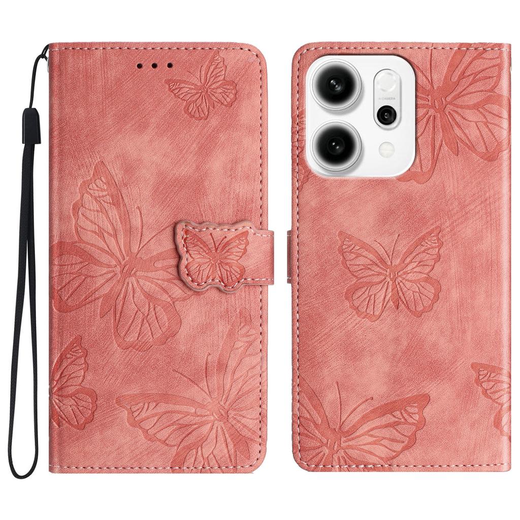 For Oppo Reno14 5G (Global) Case Butterfly Design Flip Wallet Leather Phone Cover Skin-Touch
