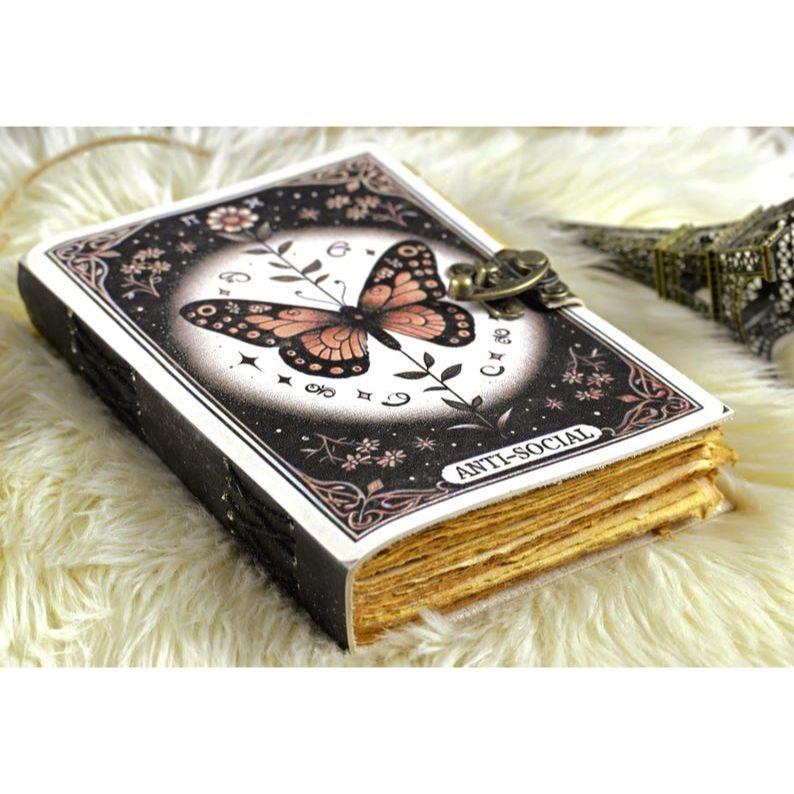 Blank Spell Book of Shadows Luna Moth Journal Witchcraft Supplies Moth Decor and Morpho Butterfly Print Luna Moth Journal gift for Him, Her