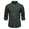 Herren Business Casual Langarmhemd Baumwolle Leinen Farbe für den Alltag
