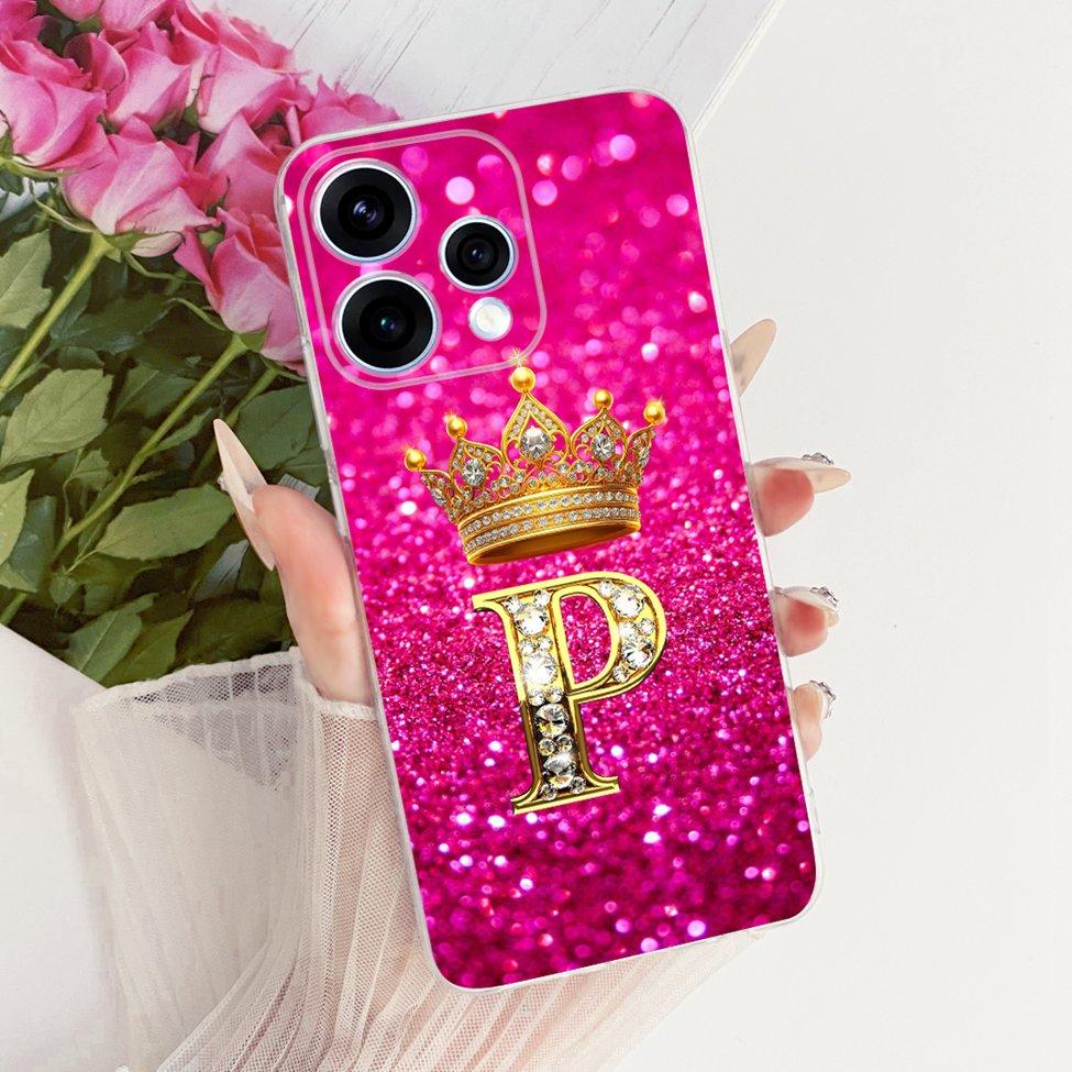 Clear Case For Oppo Reno15 5G Cover Luxury A-Z Letters Fashion Boys Girls Cool Crown Soft Casing For Oppo Reno15 CPH2825