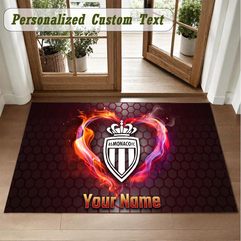 Crystal Velvet Square Rug Custom NameMonaco FC Pattern Non Slip Home Floor Decor Rug