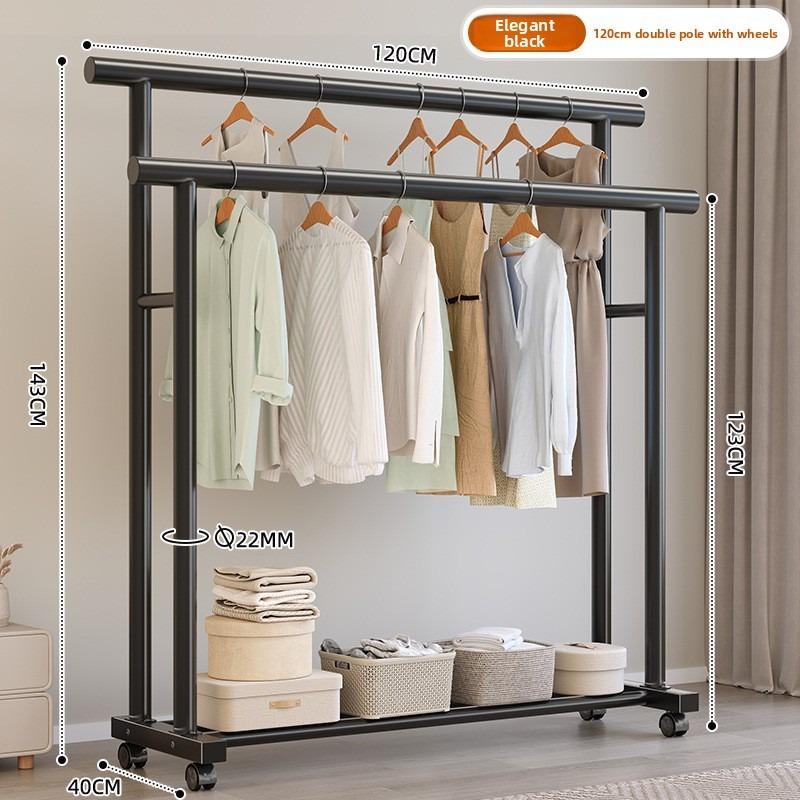 Simple Coat Rack, Movable Clothes Drying Rack, Freestanding Indoor Room Hanging Rack, Household Bedroom Clothes Storage Rack