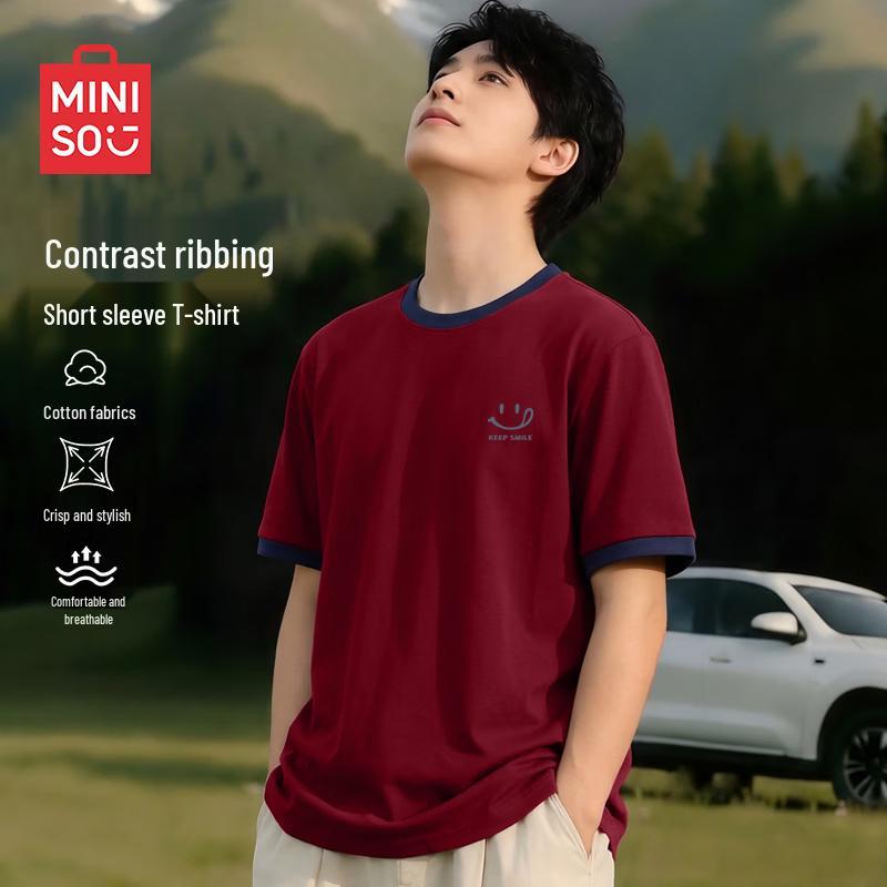 MINISO Men s Japanese Aesthetic Loose Fit Short Sleeve T-shirt L