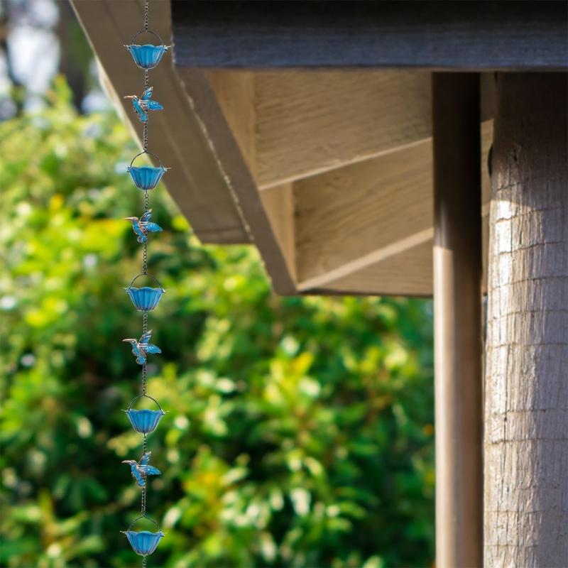 Retro Metal Rain Chain With Hummingbird Design For Easy Installation Outdoor Gutter Downspout Garden Decoration Piece