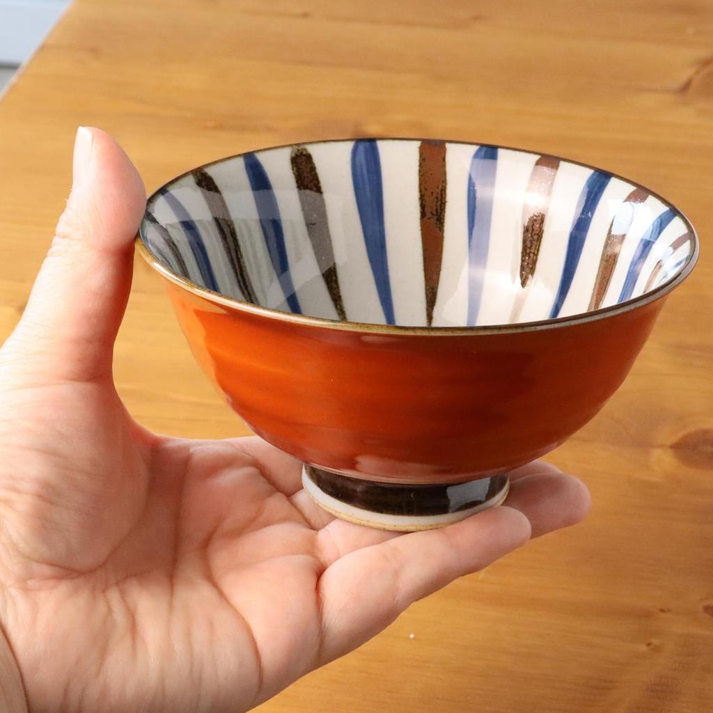 Yuuki Roman Hasami Ware Rice Bowl Tokusa and Tokusa Perfect for or as a Modern Japanese Rice Bowls for Rice and Couple's Set, Hand-Painted,