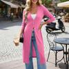 Women's Long Sleeve Button Front Cardigan Longline Slim Fit Knit Top Lightweight Layering Sweater for Casual Wear