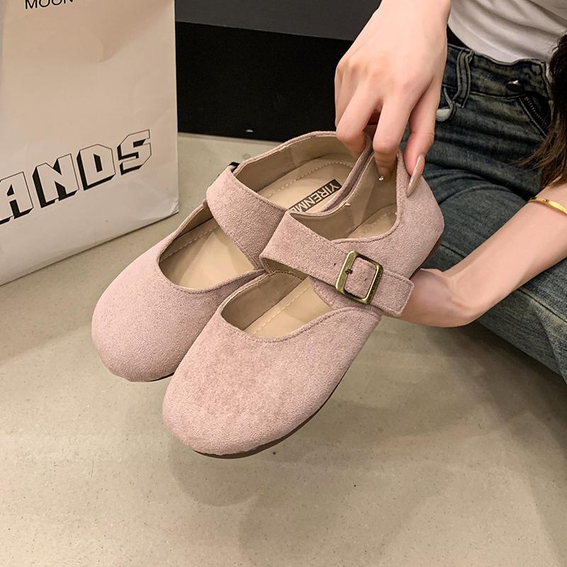 Fashion Autumn 2025 Barefoot Cow Suede Ballerina Zero Drop Flat Soft Bottom Wide Toe Flat Shoes