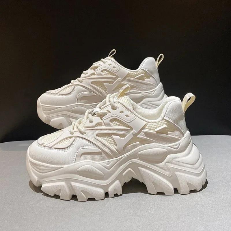

Women New Fashion Platform Sport Shoes Women 2025 New Summer Black Casual Chunky Sneakers Women Mesh Leather Platform Shoes 37 чорний