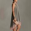  New European and American Style Neck Printing Waist Thin Holiday Dress Women's Fashion Temperament Dress