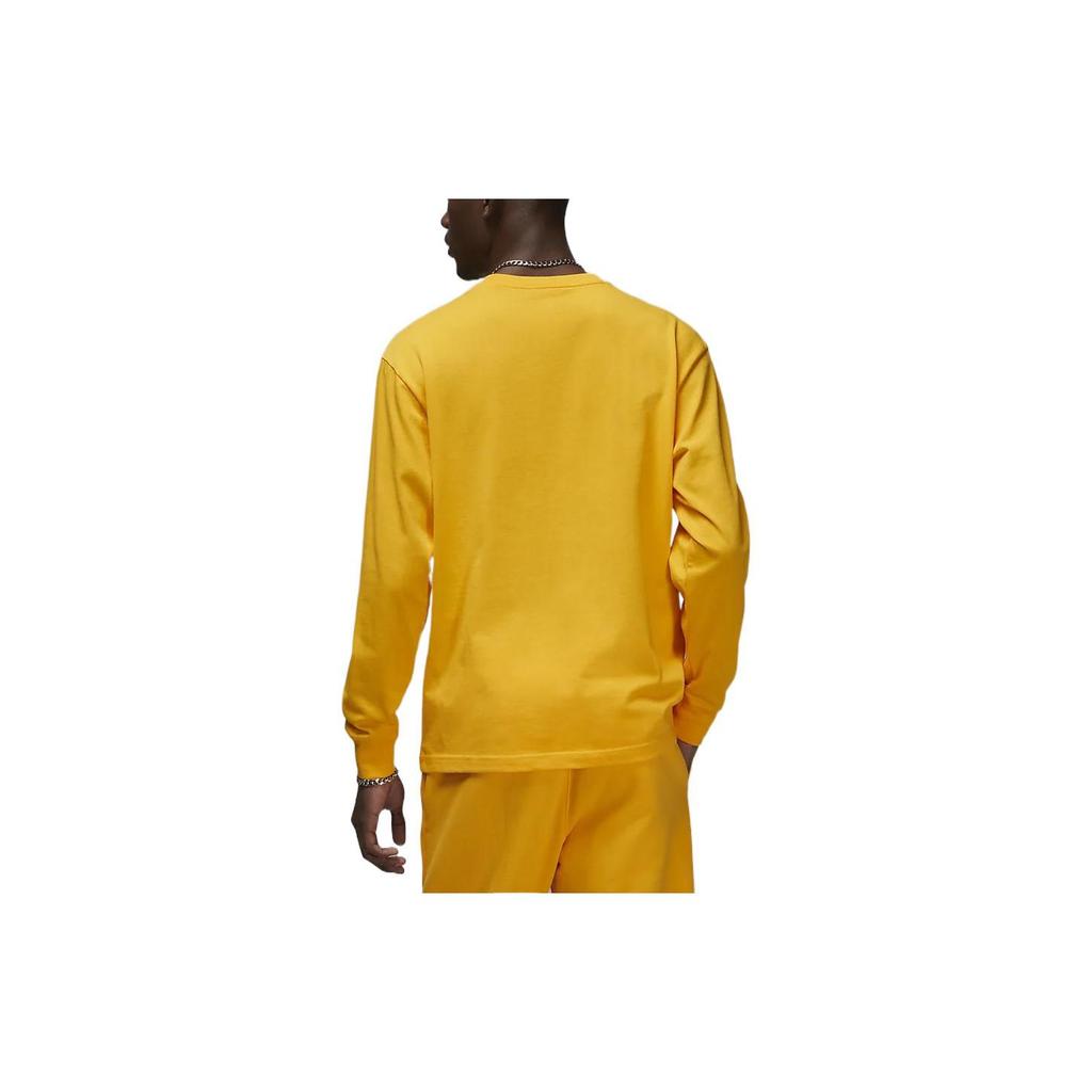 Jordan Wordmark Series Solid Color Logo Embroidery Crew Neck Long Sleeve T-Shirt Men Tops Yellow FJ0703-739