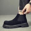 Men's shoes autumn new flip fur derby shoes leather platform lightweight high-top shoes fashion casual men's Martin boots