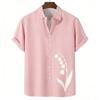 Hawaiian Style Short Sleeve Shirt with Tropical Palm Sunset Print, Ideal for Summer