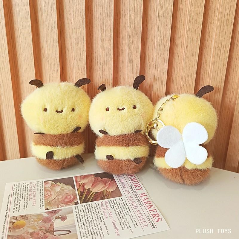 Adorable Bee Plush Doll With Keychain Pendant 4 Inch Claw Machine Prize Children Toys Gift For Birthday