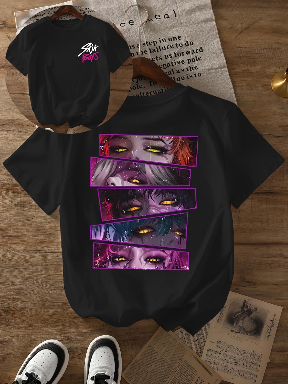 

Женская K-pop футболка с графическим принтом «Дьявол» с надписью, черная, с коротким рукавом, с круглым вырезом, повседневный топ с ярким мультяшным принтом, летняя весенняя футболка M