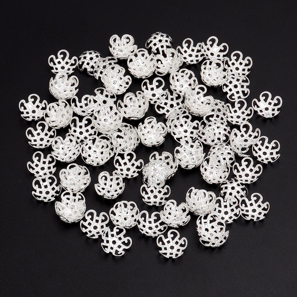 100Pcs 8 10mm Metal Iron Flower Torus Lotus Shape Bead Caps For Jewelry Making End Spacer Beads DIY Charms Bracelet Accessories