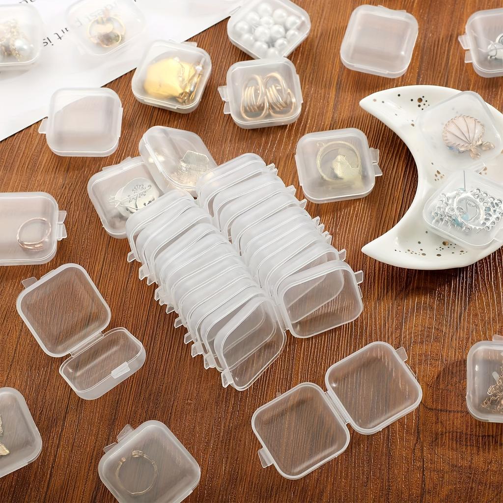 Transparent Plastic Mini Square Storage Box Covers Small Case for Pill Jewelry Earrings Dustproof Storage Pack Boxes