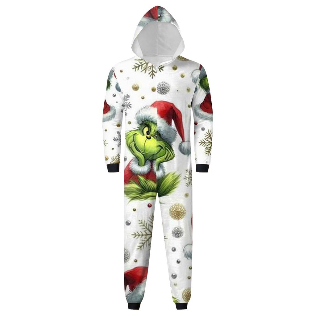 Genitore-Natale Stampato Genitore-Figlio Felpa con Cappuccio Zip Un Pezzo Abbigliamento da Casa
