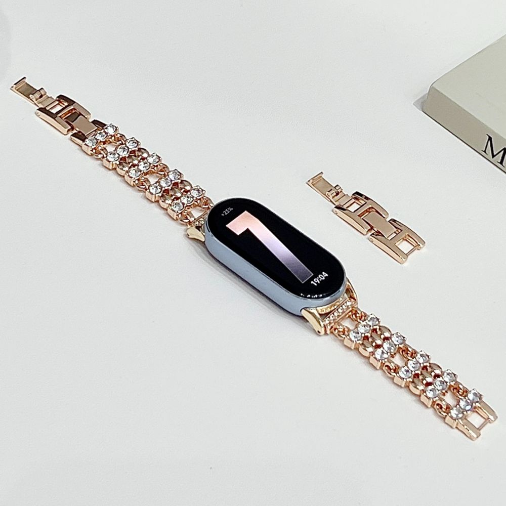 Luxury Diamond Watch Band for Mi Band 8 9 10 Detachable Women Slim Metal Strap for Mi Band 8Pro 9Pro Redmi Watch 4 5 6 Wristband