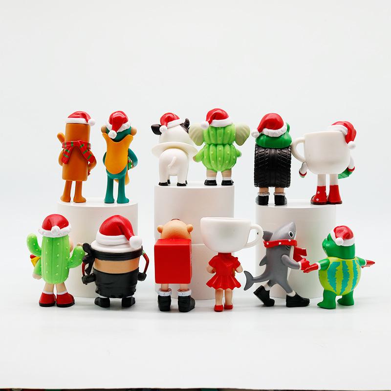 12pcs/Set Christmas Tung tung tung Sahur Action Figure Toy PVC Model Italian Brainrot Tun Tung Tung Sahur Figures Christmas Toy