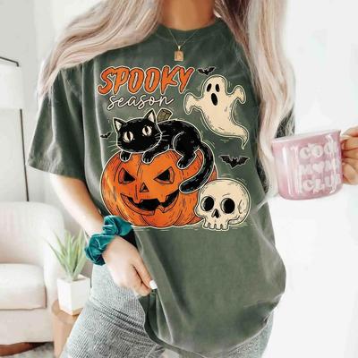 Vintage Halloween Shirt, Black Cat Pumpkin Comfort Colors Tee, Spooky Season Fall Graphic Shirt, Cute Autumn Gift