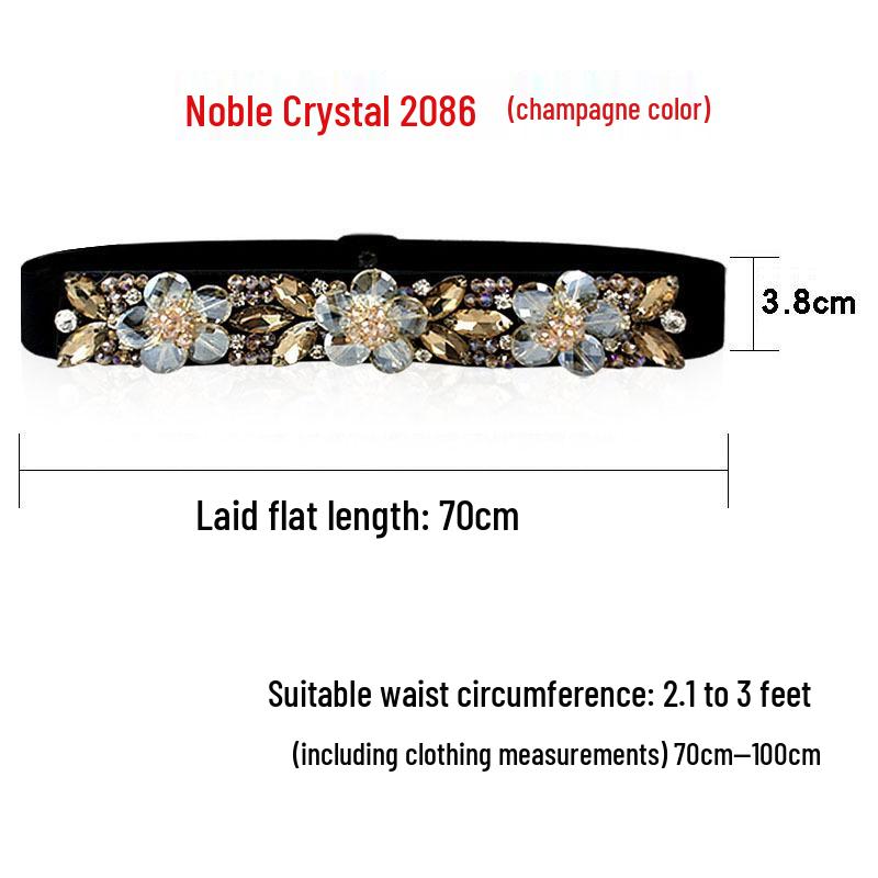 Women's Rhinestone Flower Elastic Waist Belt