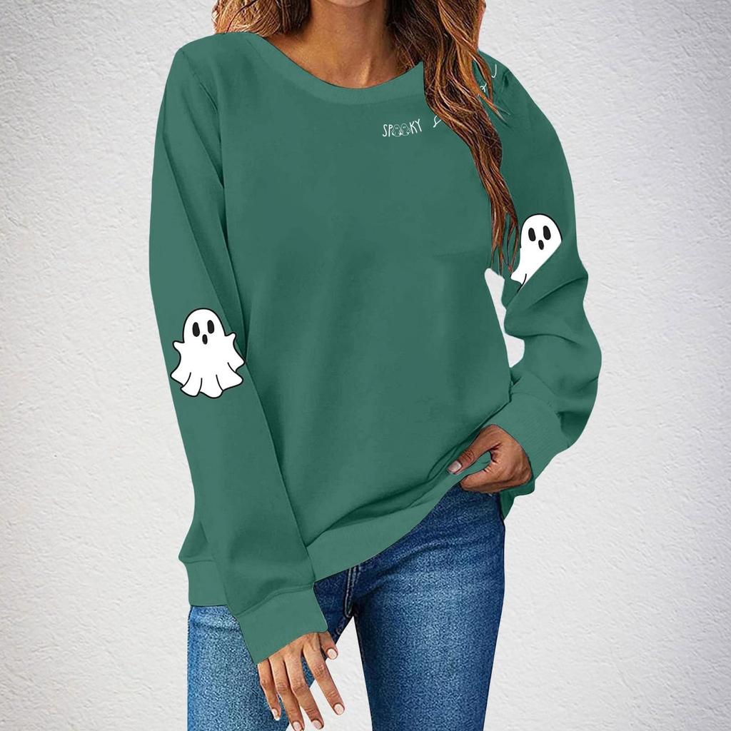Women's Casual Fashion Print Long Sleeve O-Neck Sweatshirts Pullover Top Blouse
