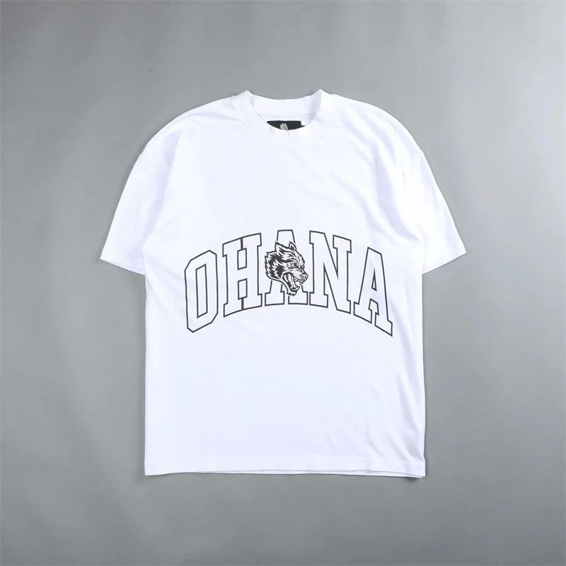 DARC WOLVES OHANA "PREMIUM" NADROZMĚRNÉ TRIČKO Potištěné Pánské Tričko Ležérní Trička pro Muže Léto Unisex Trička s Krátkým Rukávem Topy