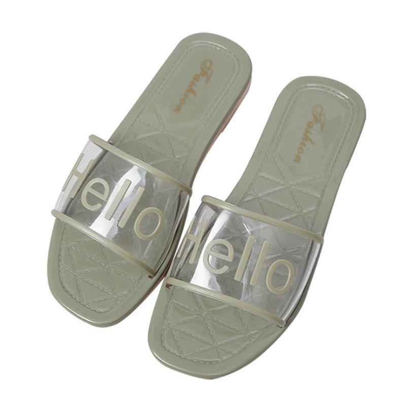 Mode Dam Nya Tofflor Mode Ytterkläder Sommar Nya Stilar Allmatch Halkfria Strand Sandaler och Tofflor Strand Sandaler