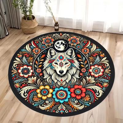 1pc The Retro Bohemian Forest King Circular Printed Carpet Is Inspired By The Mysterious Forest