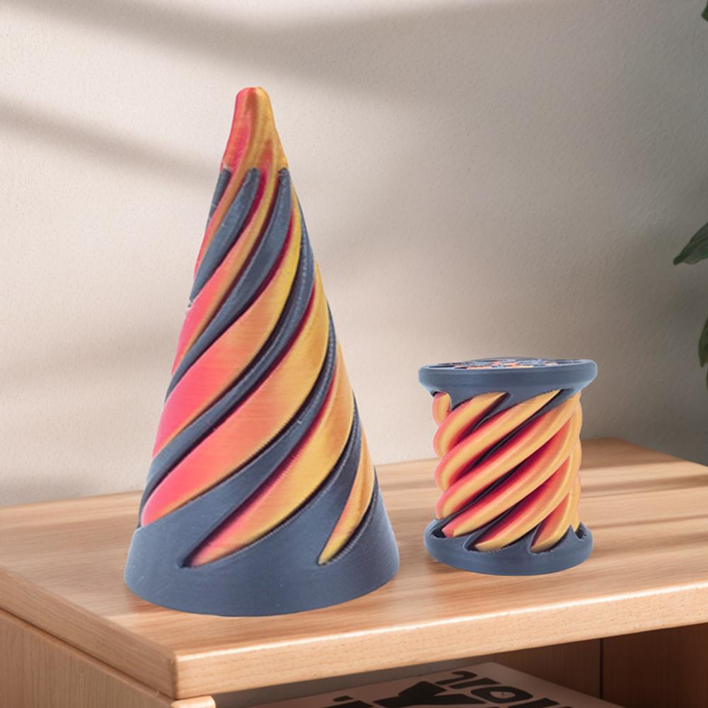 2pcs Fidget Toy Stress Relief 3D Printed Spiral Cone Toy Impossible Pyramid Passthrough Sculpture Desk Toy for Kids and Adults