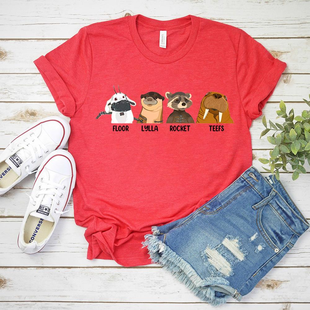 Retro Lylla Teefs Floor Rocket Graphic Tee James Gunn Superhero Movie GOTG 3 Tee Raccoon Rocket and Friends Tshirt Casual Tops