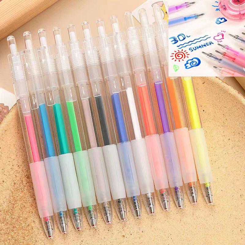 

3D Three-dimensional Jelly Pen Color Gel Pen Student Cute Pen DIY Multi-color Painting Pen Graffiti Ceramic Metal Glass Nail Pen