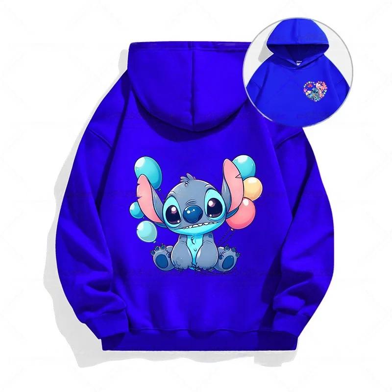 Autumn Disney Cool Stitch Print Children's Hoodies Fashion Casual Boys Girls Long Sleeved Sweatshirts Tops Kids Pullover