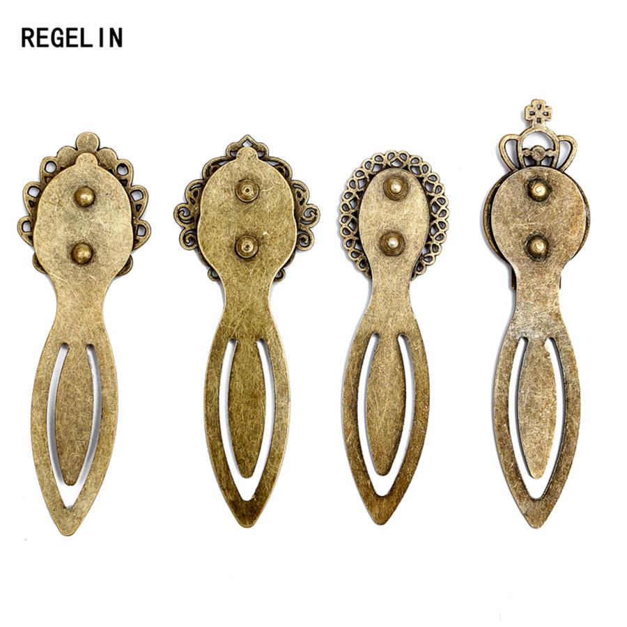REGELIN Fashion 10pcs/lot Antique Vintage Retro Handmade Bookmark Cabochon Base Bookmark Setting for Cabochon Cameo DIY Bookmark
