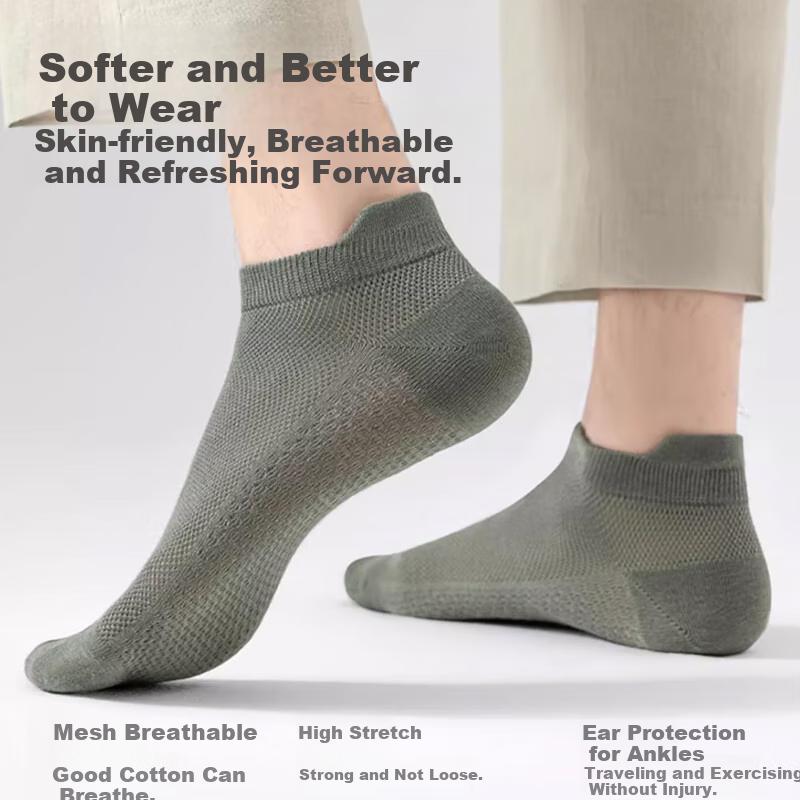 Men's Socks, Short Socks, Pure Cotton, Odor-Resistant, And Thin Style, Mesh Sports Socks, Sweat-Absorbing, Breathable, All-Cotton Boat Socks