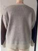 Vintage Contrast Rhomboid V-Neck Sweater Top