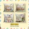 Rustic Easter Egg Floral Pillowcase Printed Polyester 40/45/50Cm Throw Pillowcover Decorative Sofa Cushion Pillowslip Home Decor