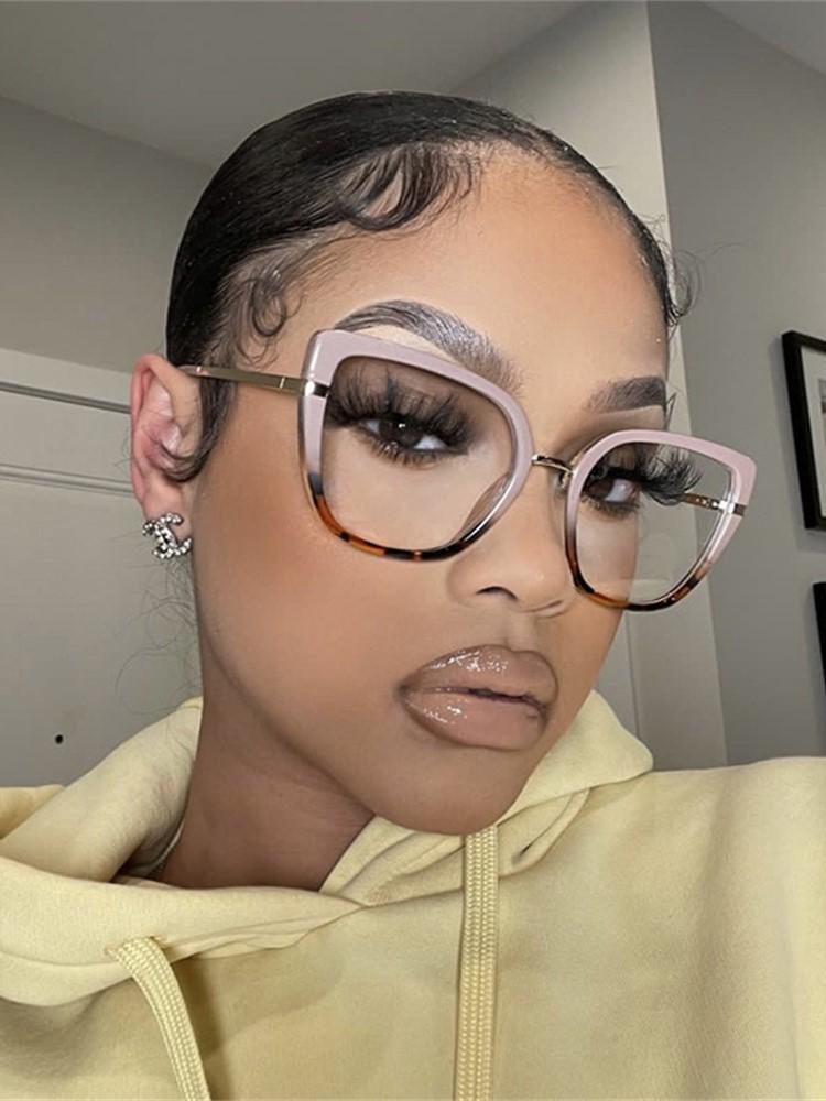 Latest Durable Metal Metal Cat Eye Eyeglasses for Ladies Rectangular Spectacle Frame Frame Glasses Girls Optics Glasses Eyewear Gradient Color