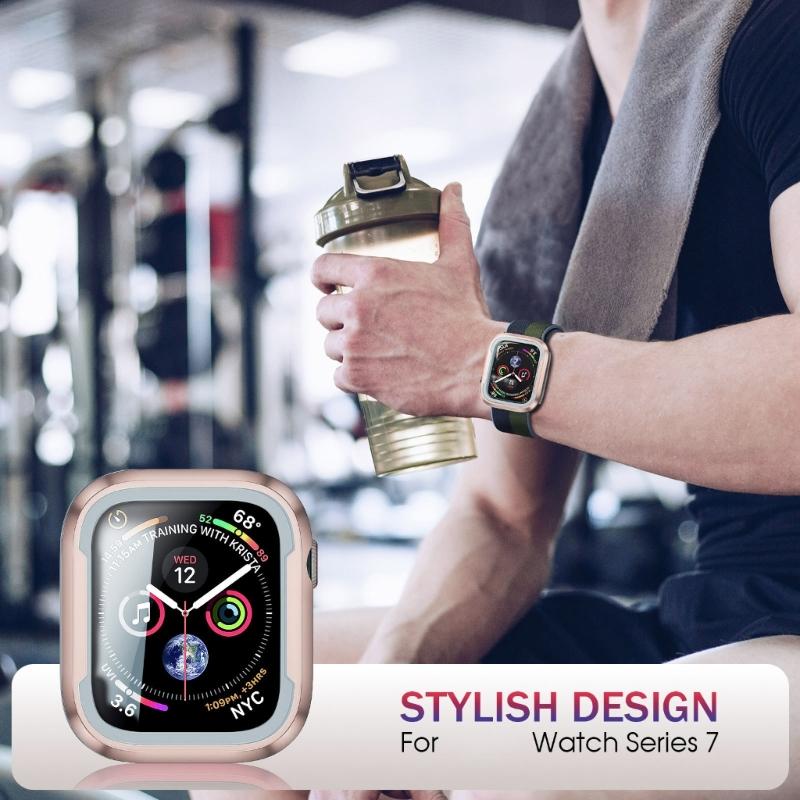 40/41/44/45mm Bumper Case Slim- Protective Cover Lightweight Aluminum & TPU Case Fitting for Watch S8/7/6/5/4/SE2