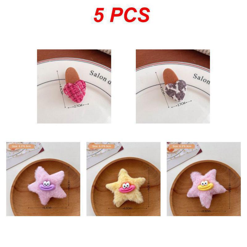 1/3/5Pcs Autumn Winter Hair Clips For Girl Woman Waterdrop Square Barrettes Solid Color Faux Fur BB Hairpins Soft Hair Accessory