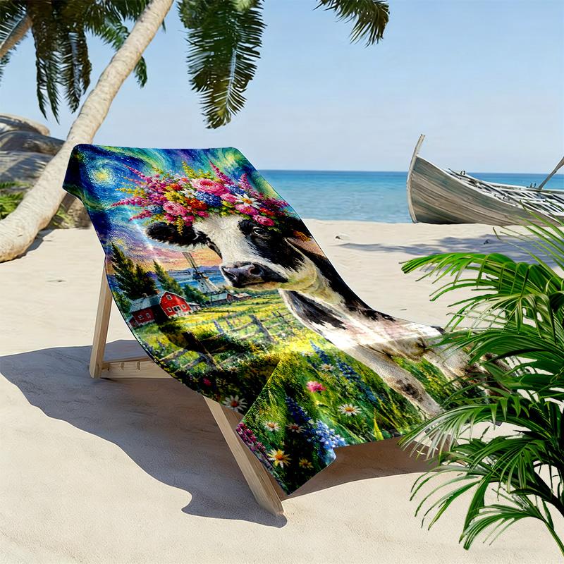 Animal Painting Print Beach Towel, Large Soft Quick Dry Towel for Beach Camping Swimming