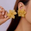 Dainty 3D Large Colorful Petal Stud Earrings for Women Girl Hyperbole Acrylic Flower Charm Earrings Party Aesthetic Zircon Gift