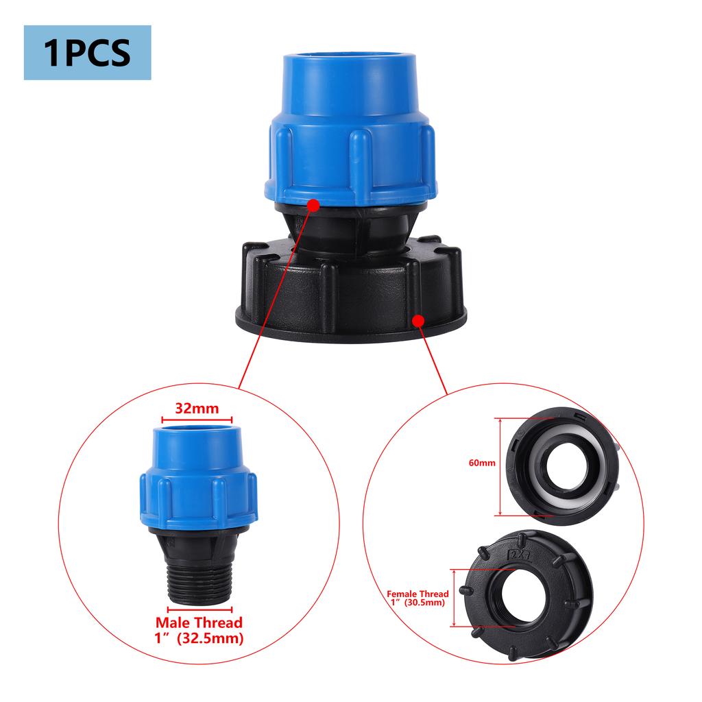 IBC Tank Fitting 20/25/32mm S60 IBC Tank Reducer Tee to Garden Irrigation Watering Adapter Garden Water Connector