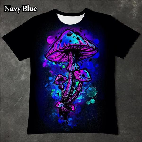 

Футболка Fantasy Dream Mushroom с модным принтом Glare 3D, крутая, повседневная, с коротким рукавом, забавная футболка S синий