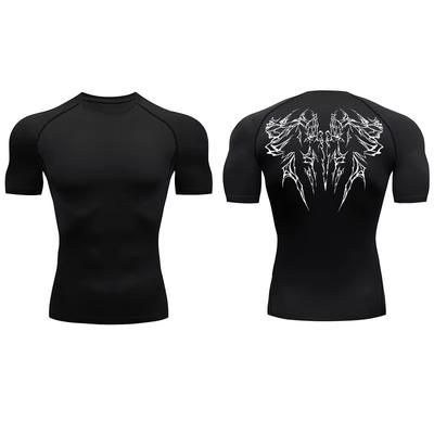 Herren Kompressions-T-Shirt Fitnessstudio Laufen Schnelltrocknend Enganliegende Sportbekleidung Fitness Atmungsaktiv Freizeit Training Harajuku T-Shirt Kurzarm