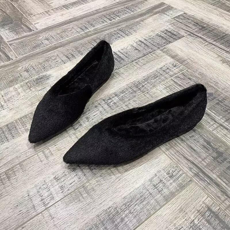 Warm Doudou Shoes Women's Outer Cotton Shoes New Autumn and Winter Versatile Velvet Flat Single Shoes Casual Fluffy Shoes